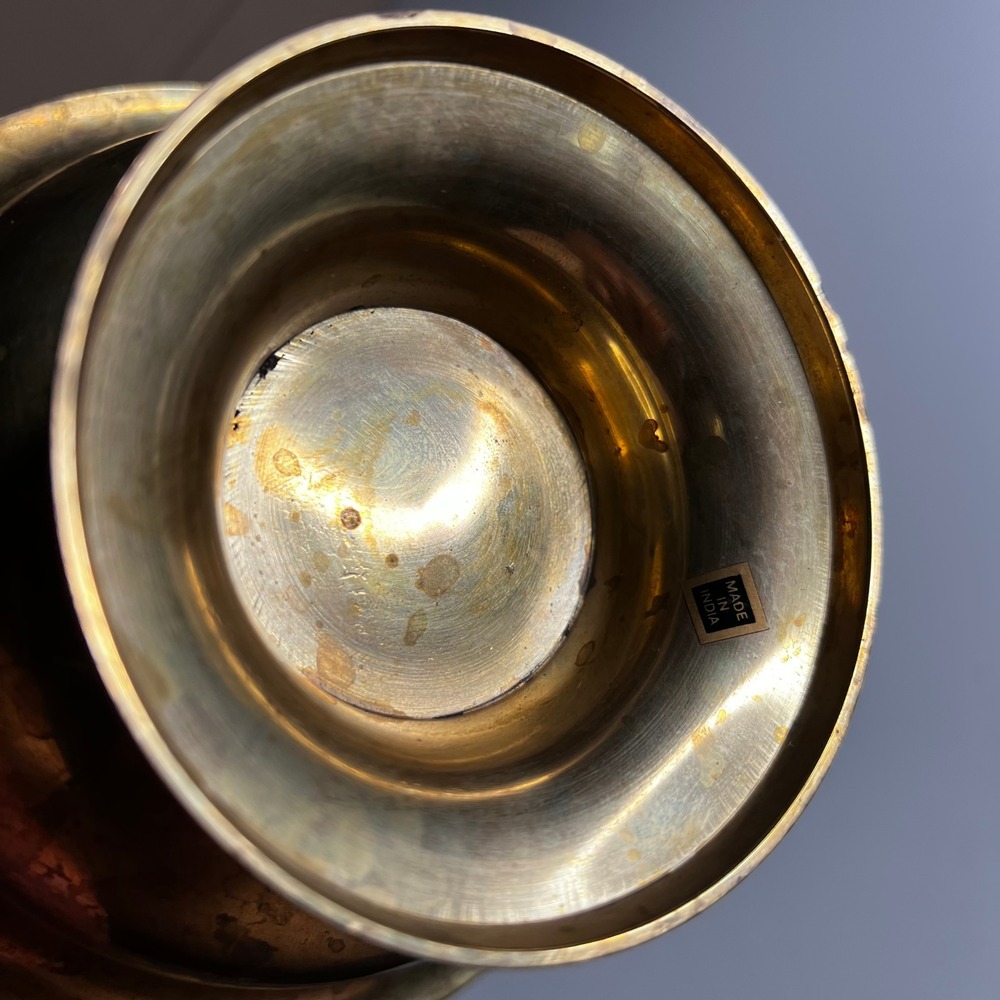 Vintage Solid Brass Pedestal Bowl Made in India Footed Decorative Dish 4.5" - Picture 2 of 7